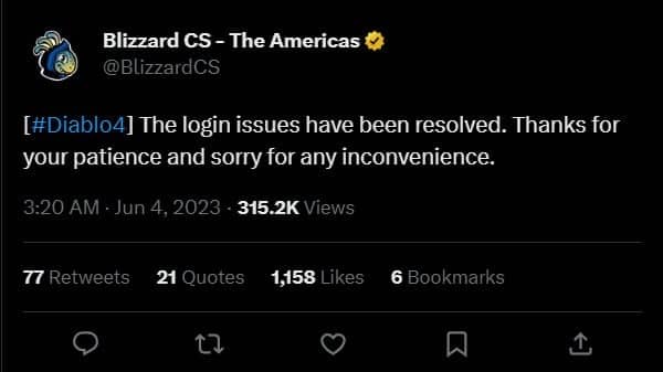blizzards tweet diabalo4 error