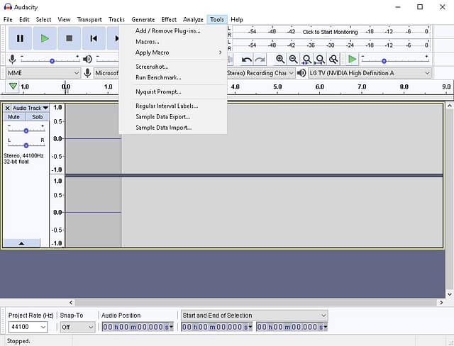 audacity user interface